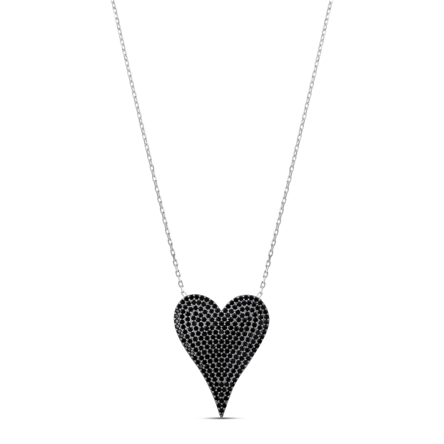 Large Pave Heart - Black And Silver