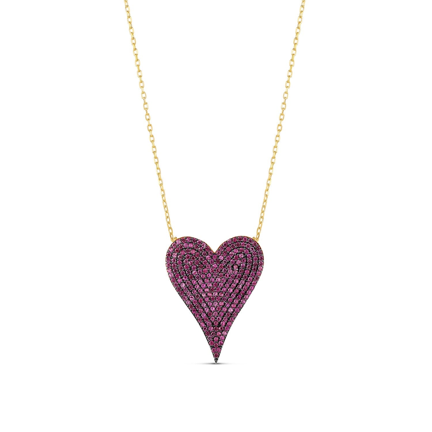 Large Pave Heart - Hot Pink