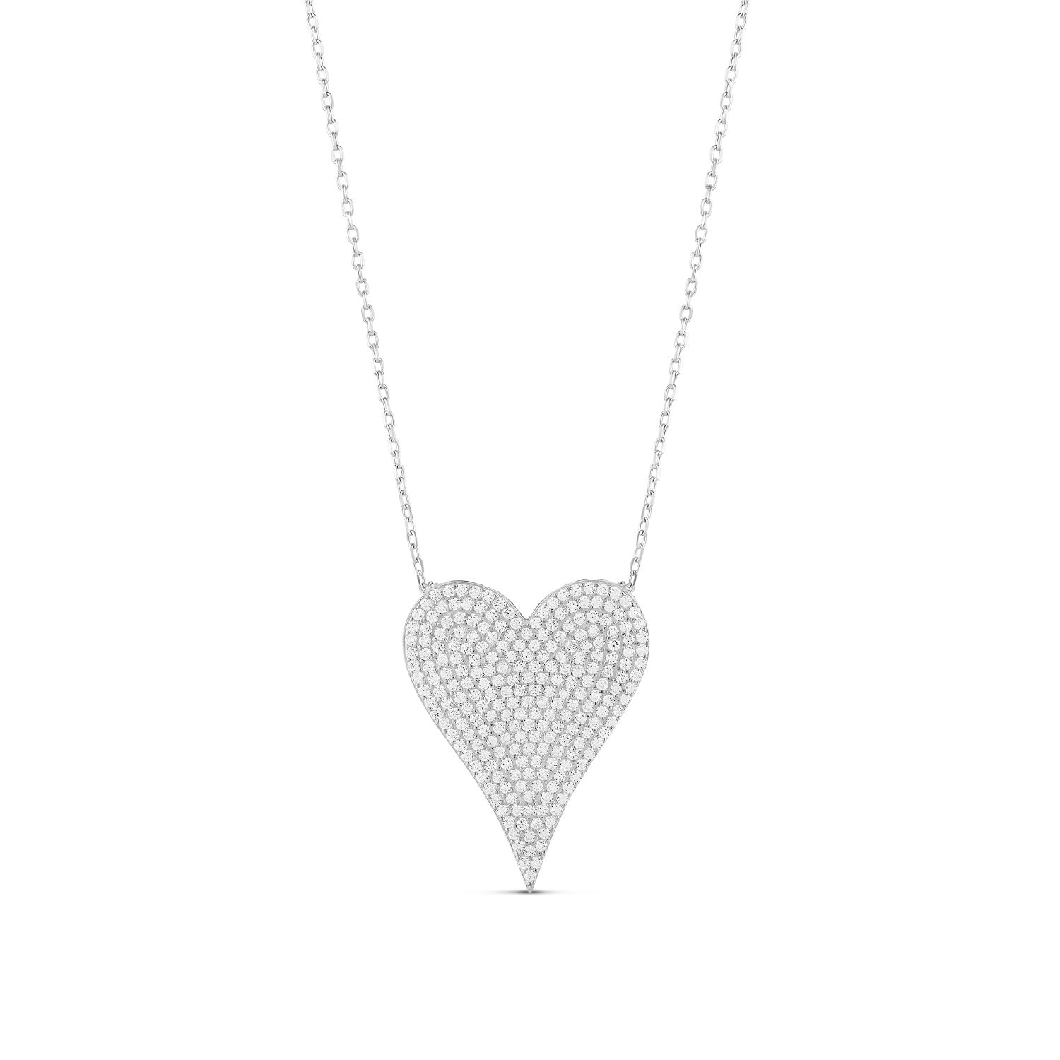 Large Pave Heart- Silver
