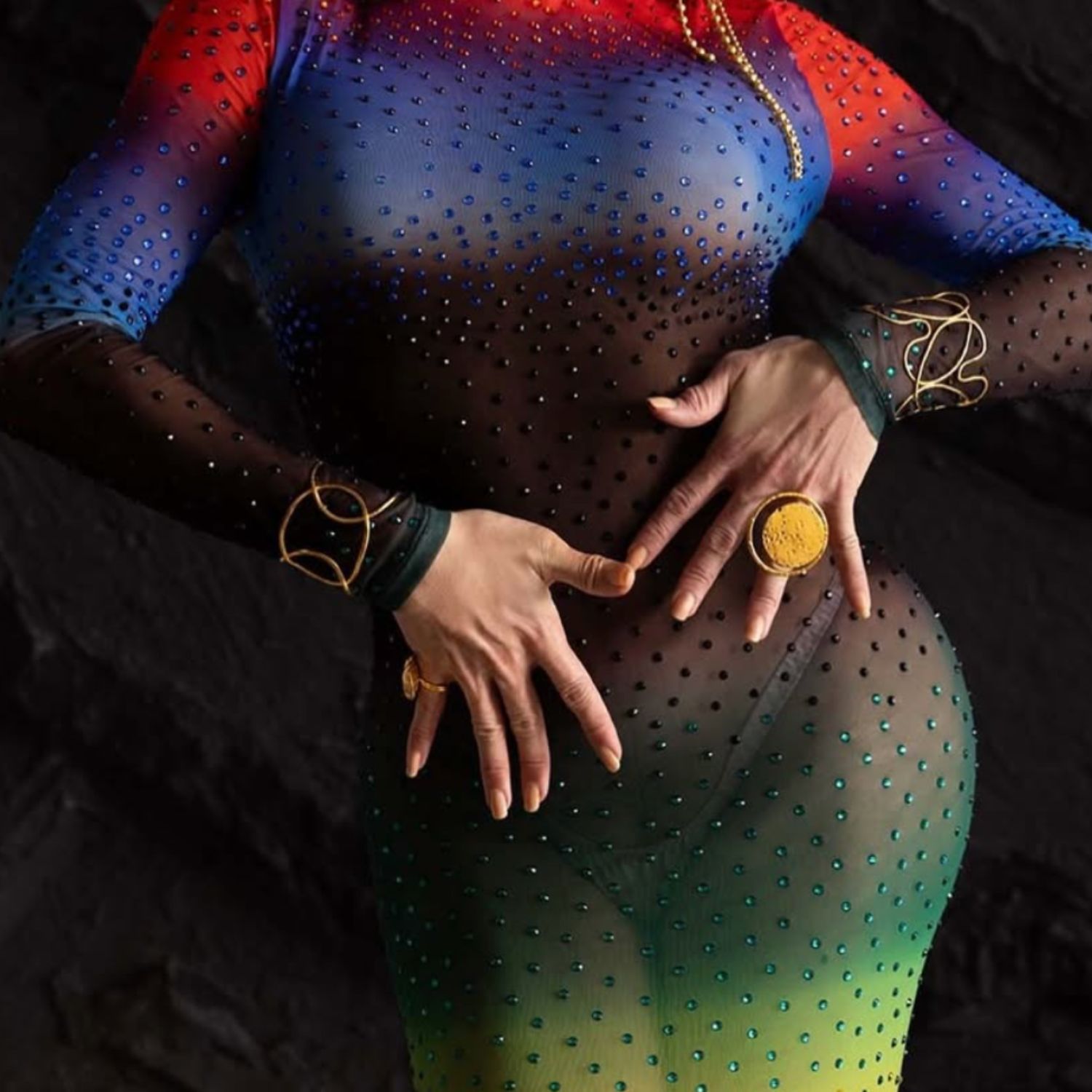 Gold Large Peacock Eye Ring