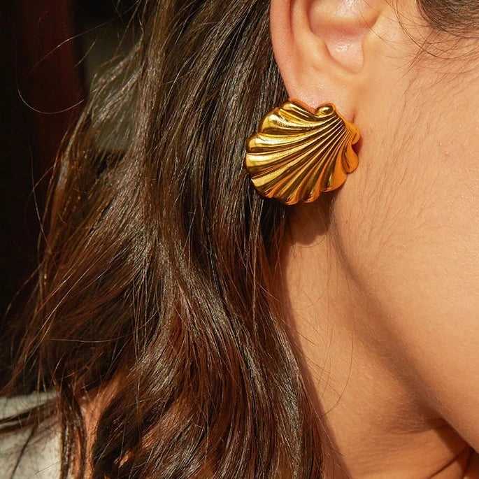 Large Gold Shell Earrings