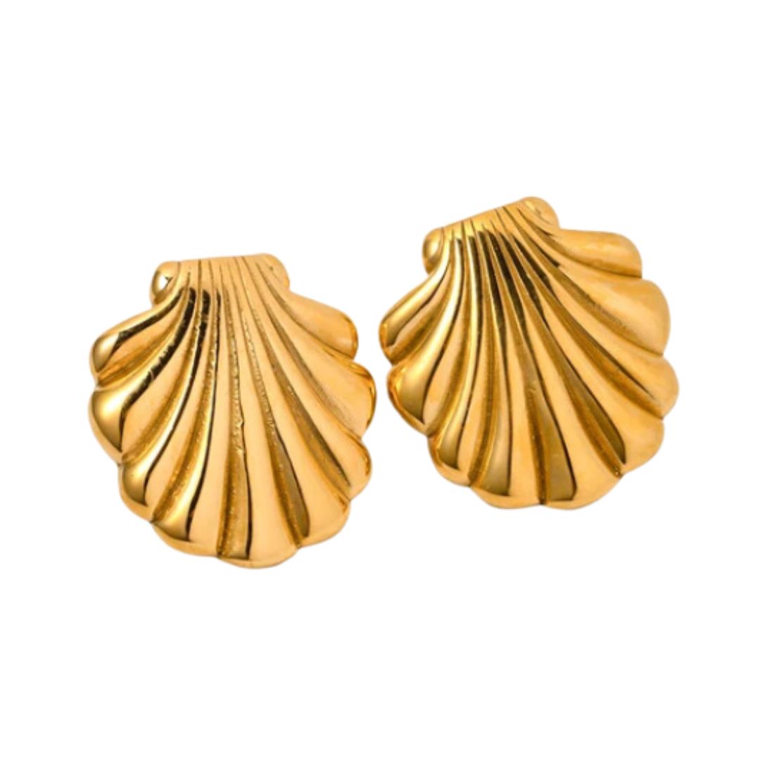 Large Gold Shell Earrings