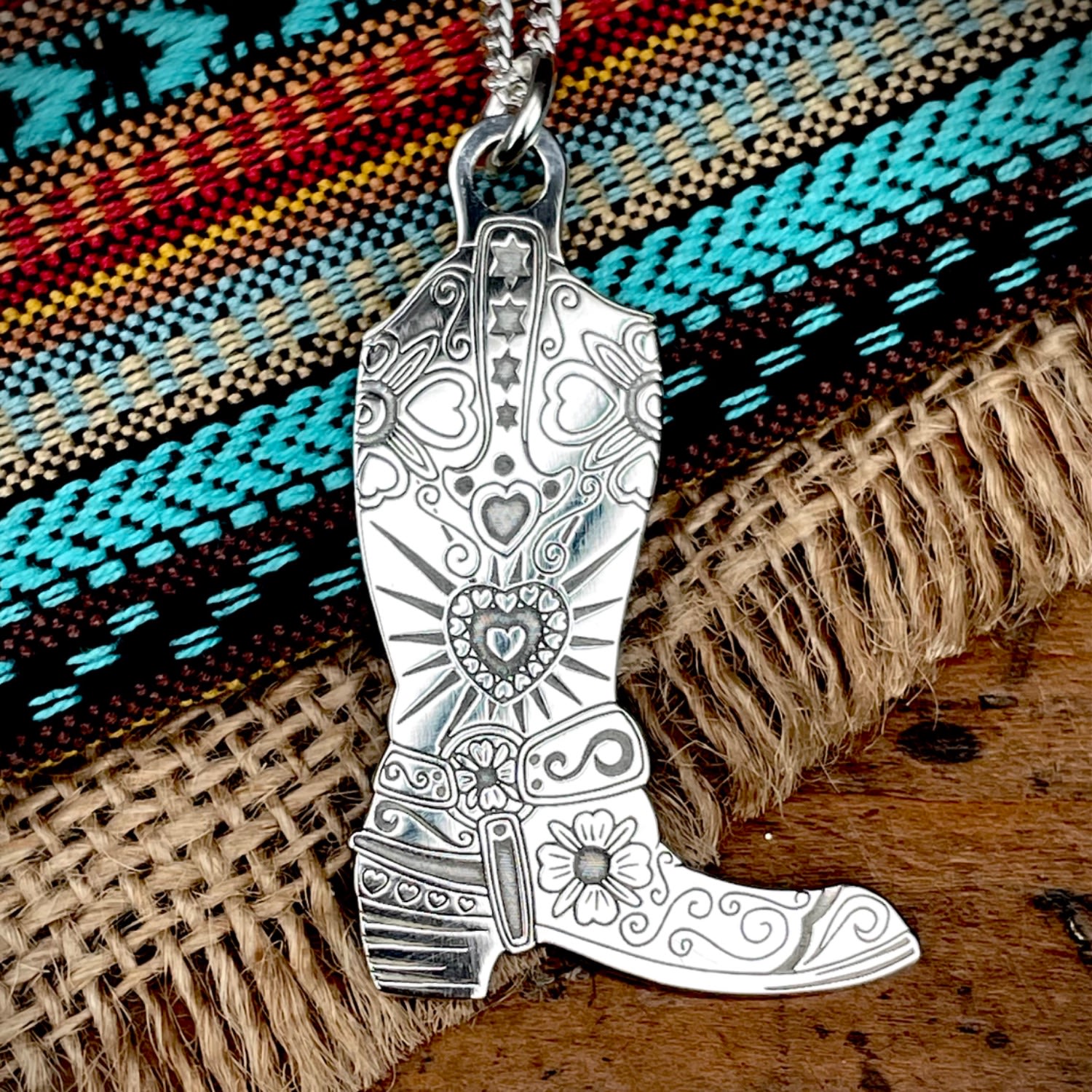 Large Sterling Silver Cowboy Boot