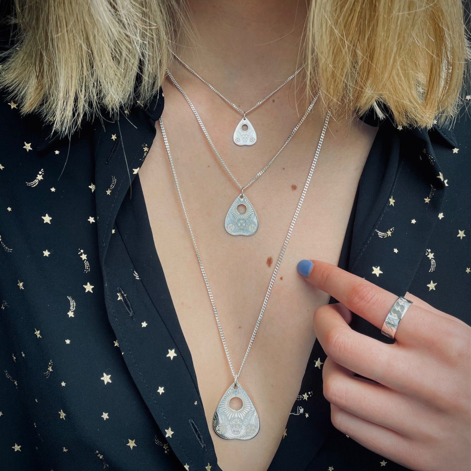 Small Sterling Silver Winged Skull Planchette