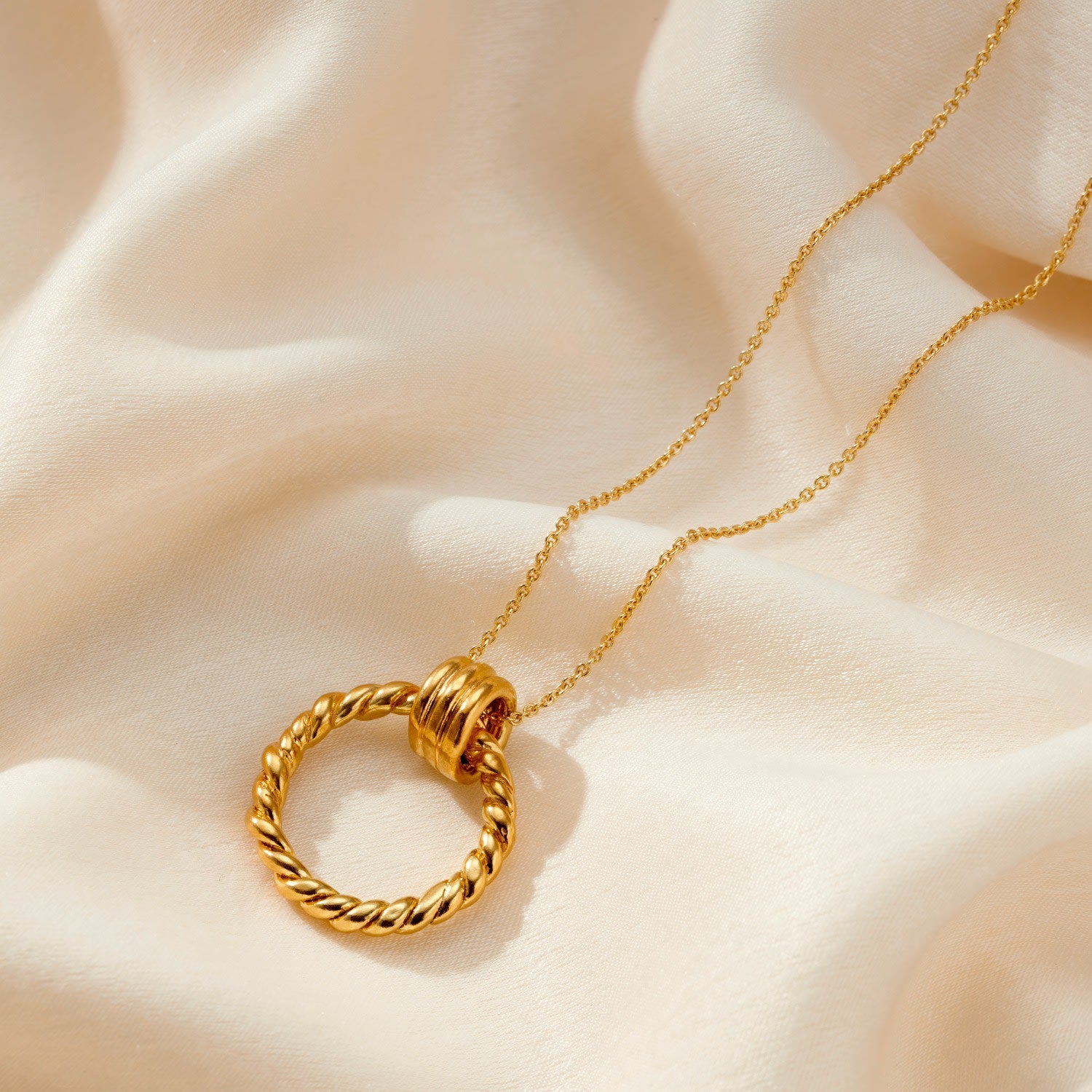 Large Tether Hoop Gold Necklace