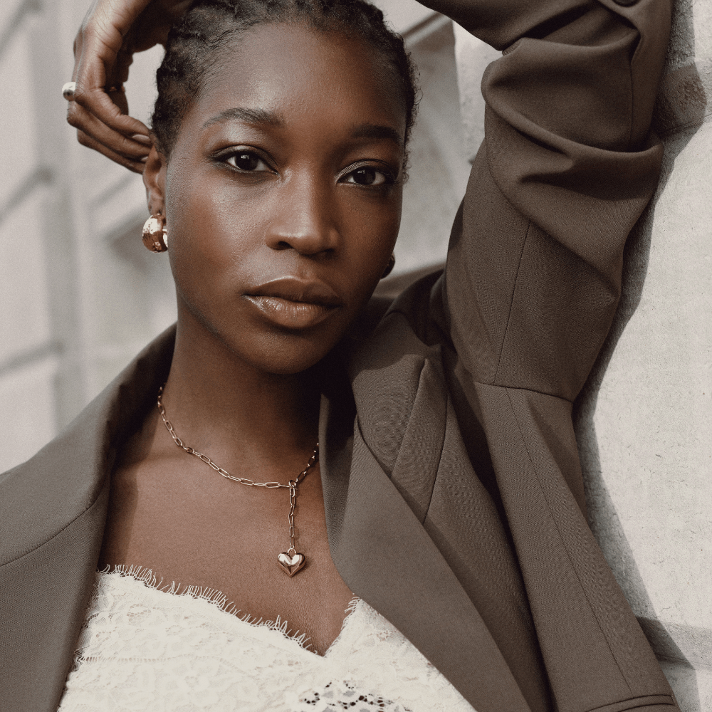 Domed Heart Charm Adjustable Necklace