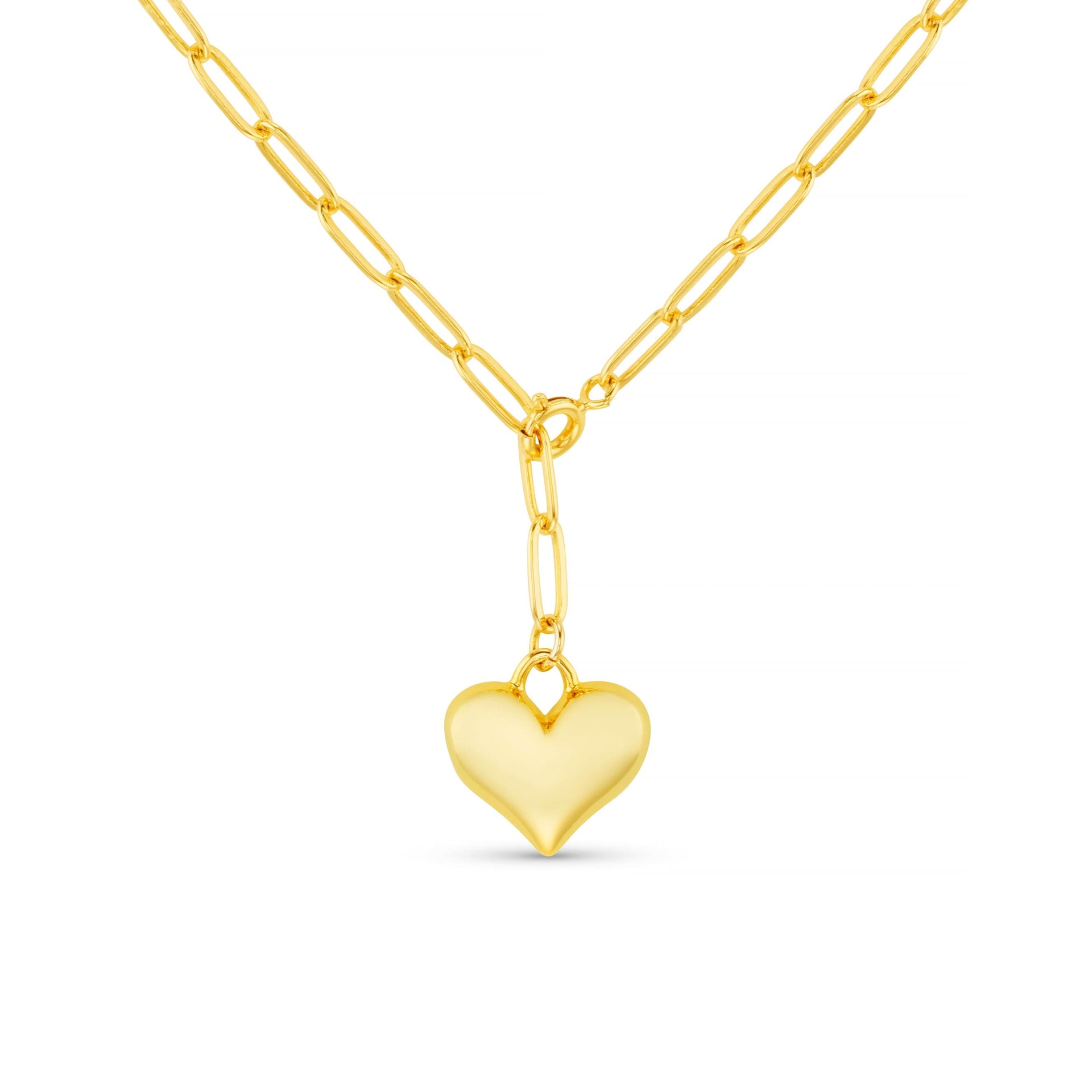 Domed Heart Charm Adjustable Necklace