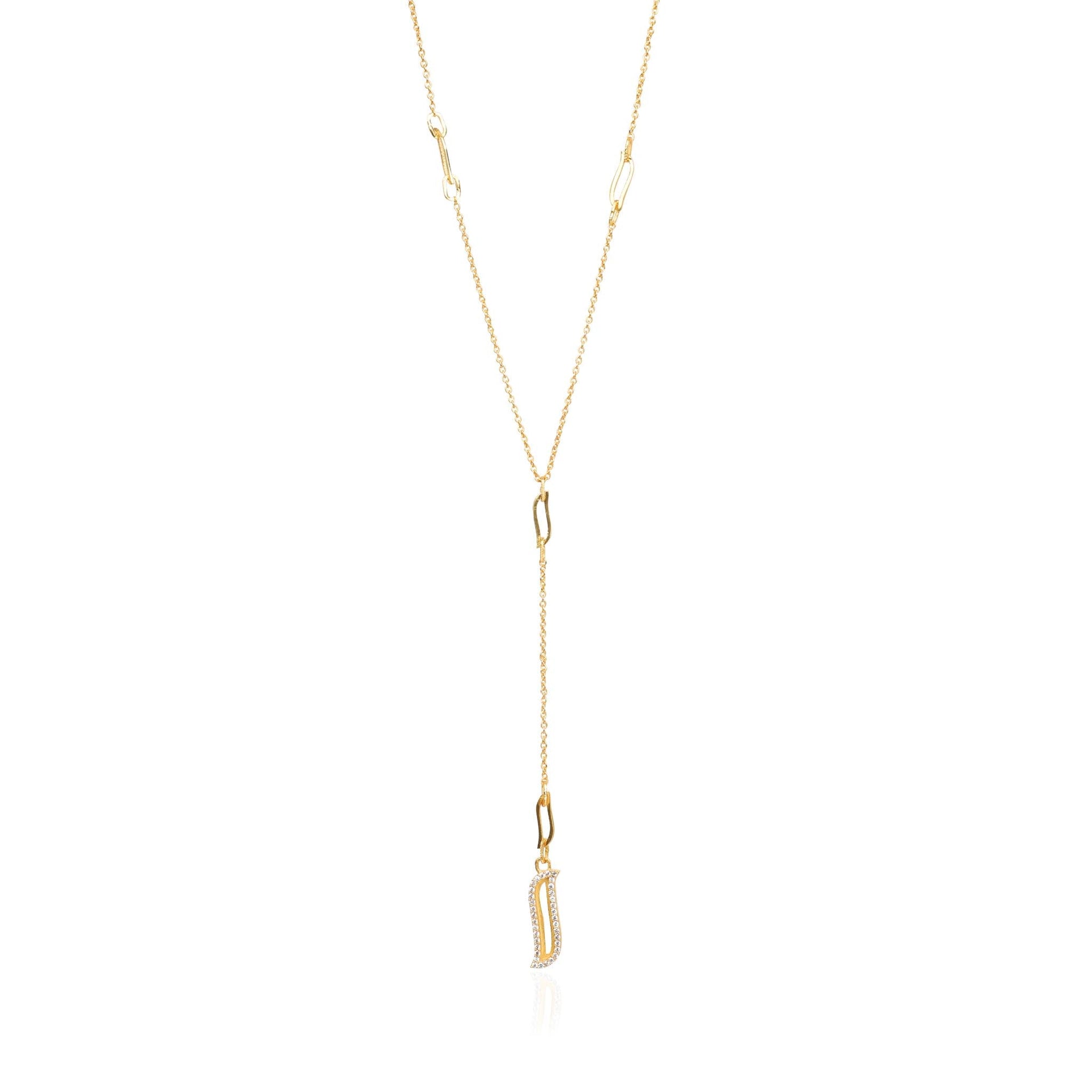 Lariat Necklace - Cubic Zirconia Wave Symphony