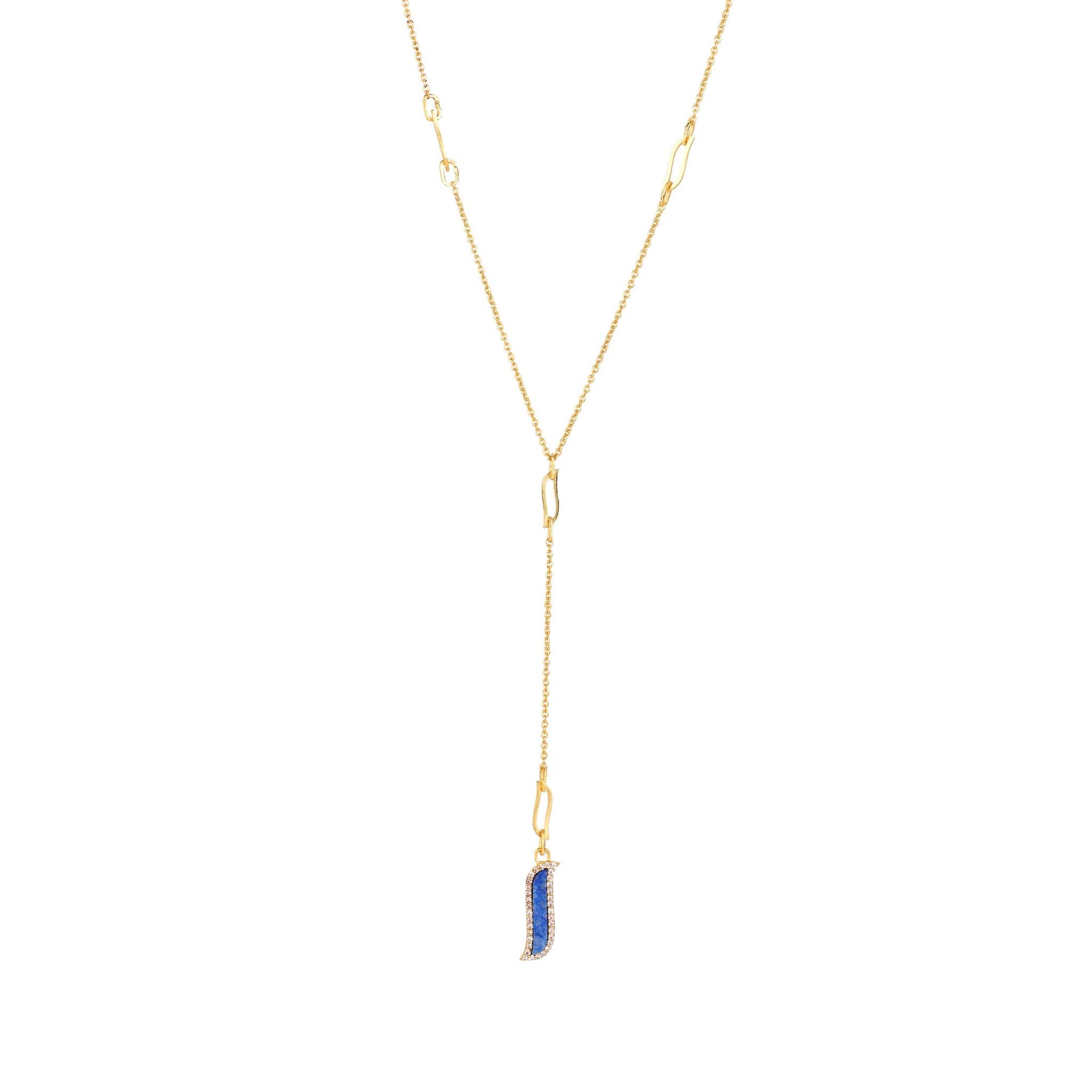 Lariat Necklace - Lapis Lazuli - Wave Symphony