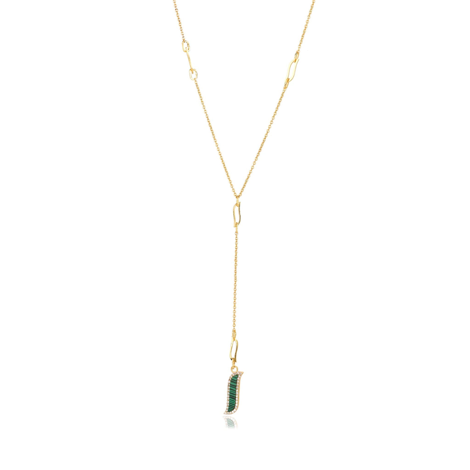 Lariat Necklace Malachite Wave Symphony