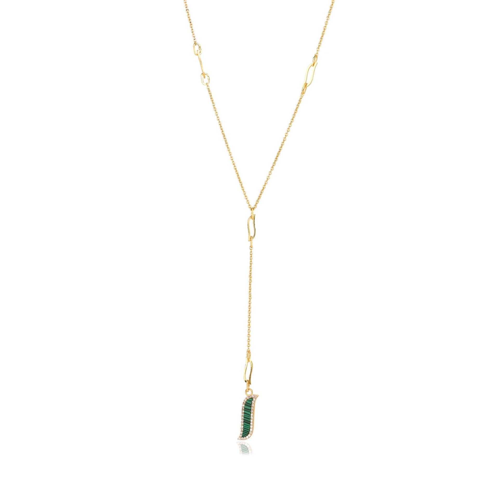 Lariat Necklace - Malachite - Wave Symphony