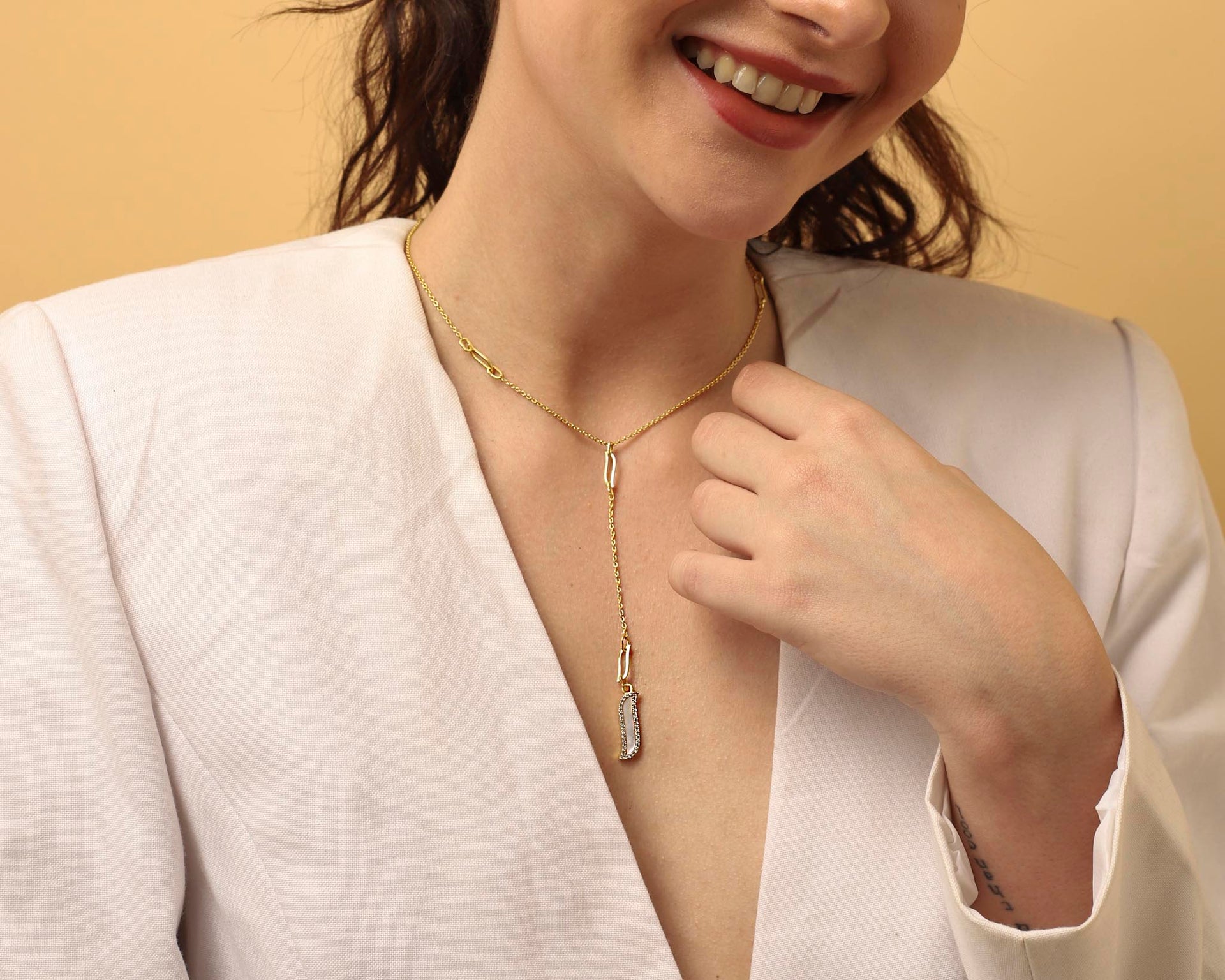 Lariat Necklace - Mother Of Pearl - Wave Symphony