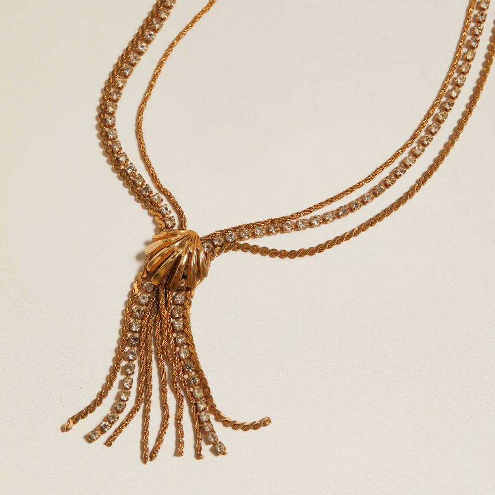 Vintage Shell & Tassel Chain Necklace