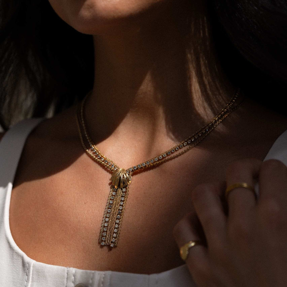 Vintage Shell & Tassel Chain Necklace