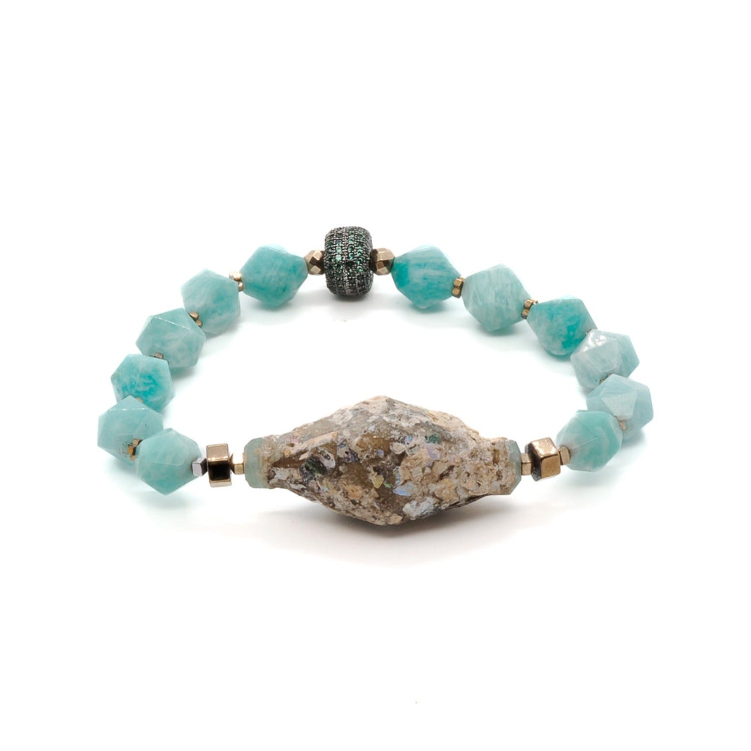 Larimar Stone & Mystic Gloss Beaded Bracelet - Blue