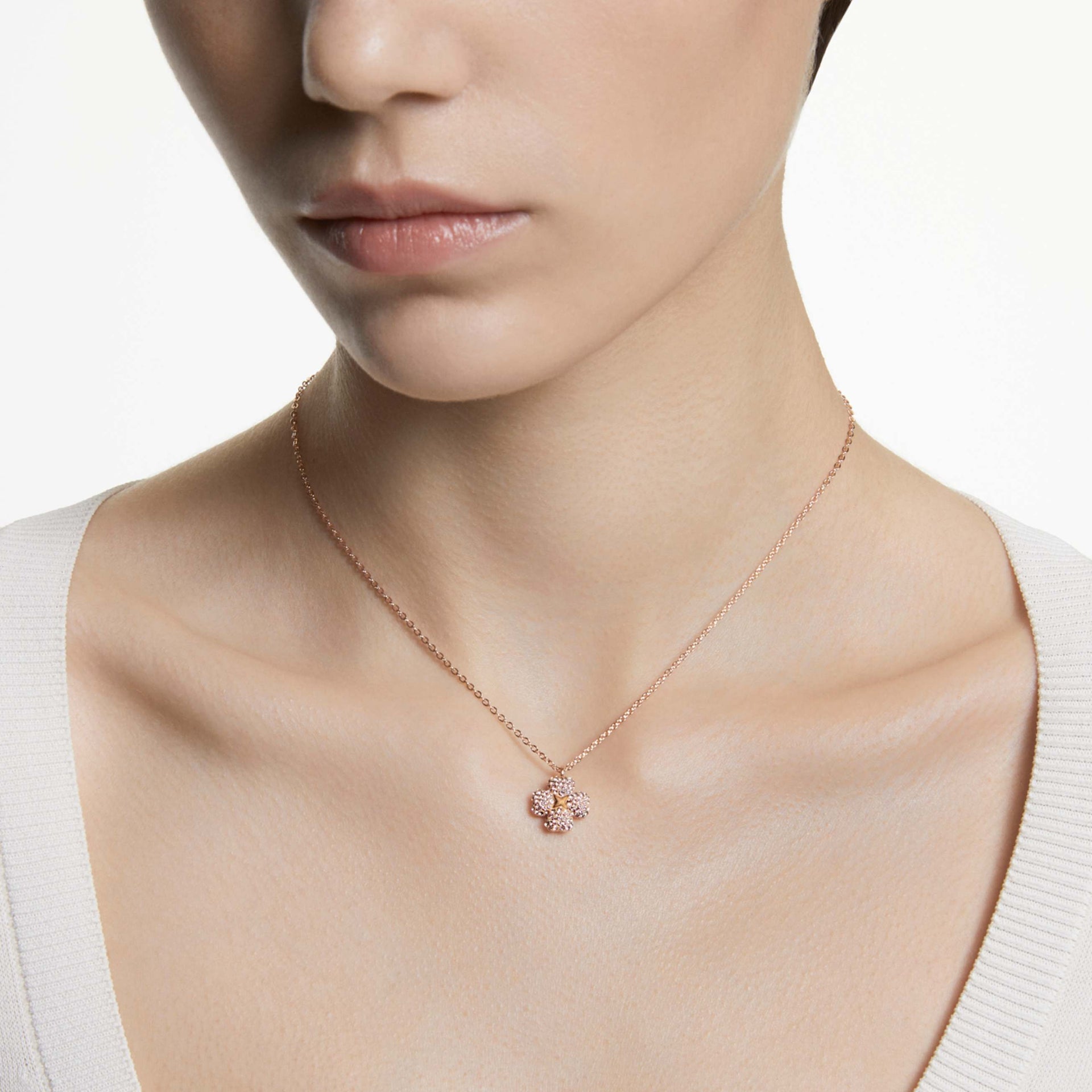 LATISHA PENDANT FLOWER PINK ROSE GOLD TONE PLATED