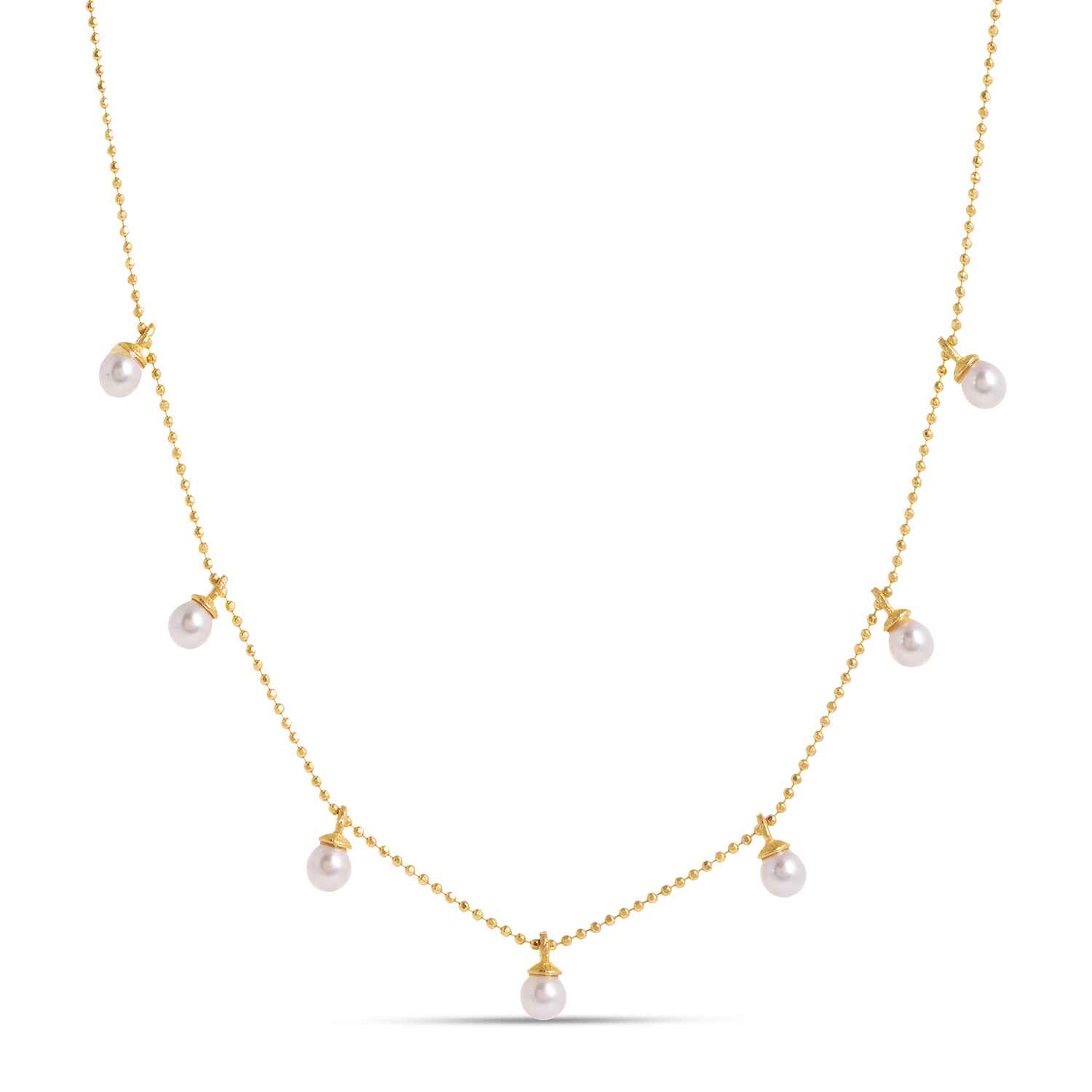 Laura Gold Chain Necklace With White Pearls