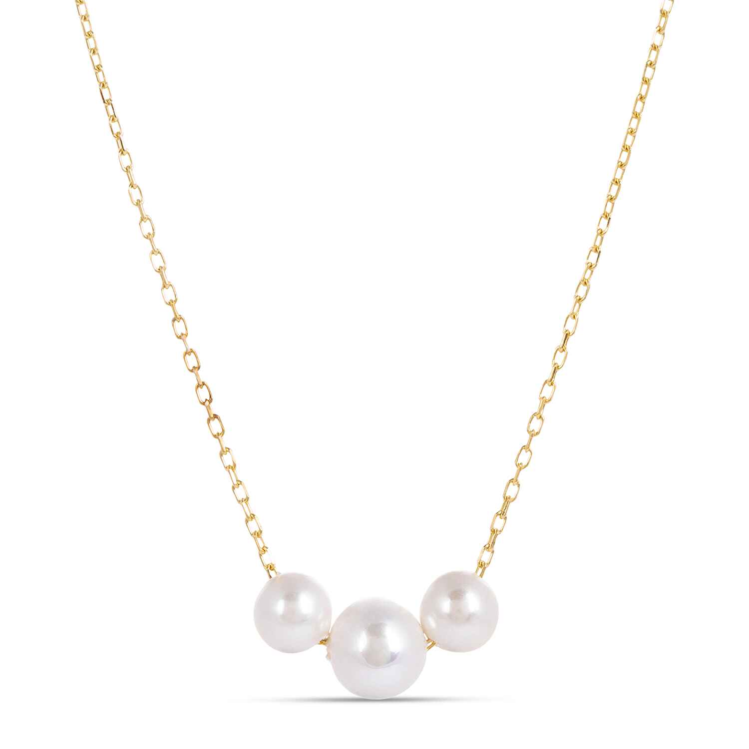 Laura Gold Chain Necklace With Tripple White Pearls