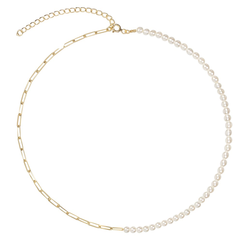 Laura Mixed Gold Chain & Pearl Necklace