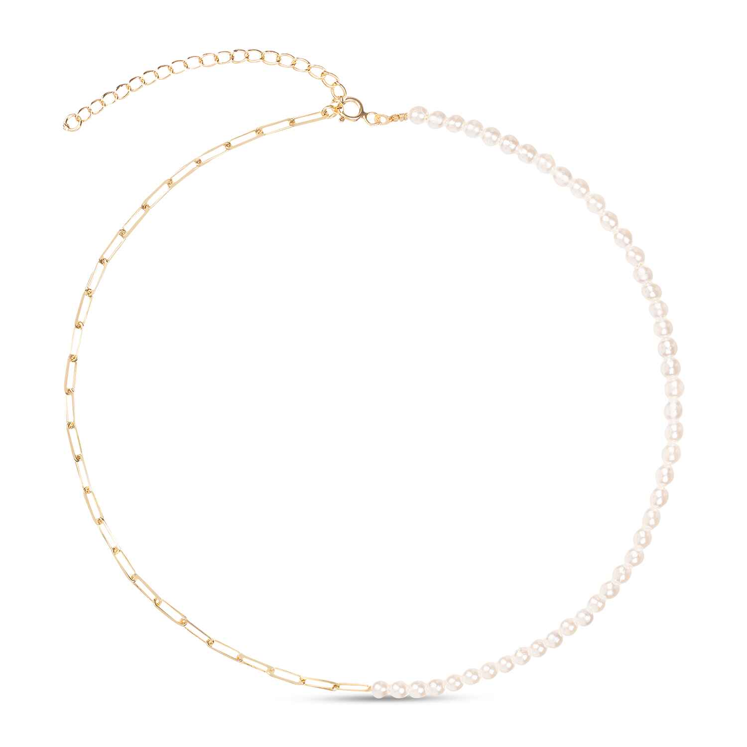 Laura Mixed Gold Chain & White Pearl Necklace