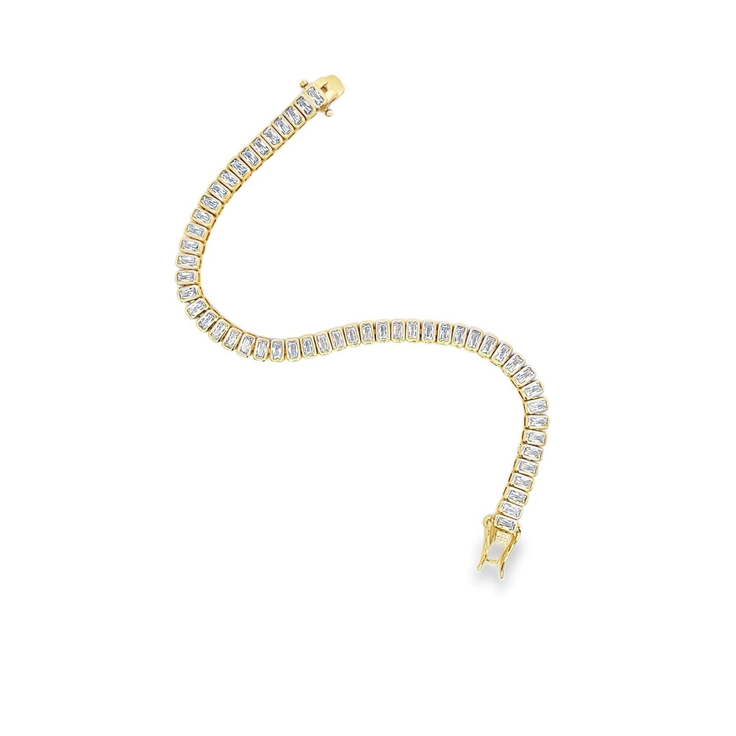 Laura Gold Emerald Bezel Set Statement Tennis Bracelet