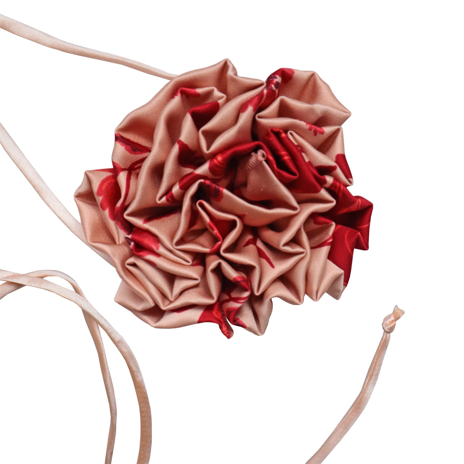 Laurent Floral Print Satin Choker - Peach