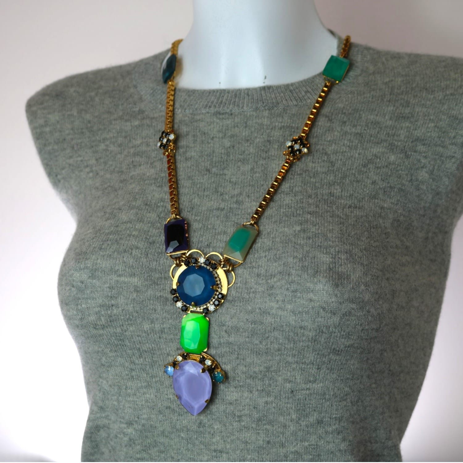 Lavender & Lime Long Arrow Necklace