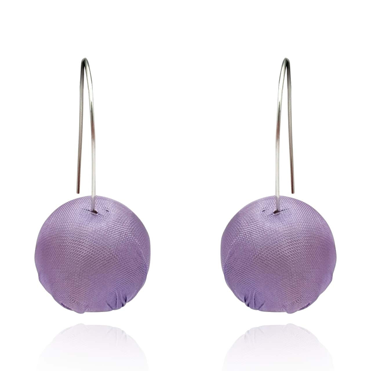 Lavender Silk Ball Drop Earrings