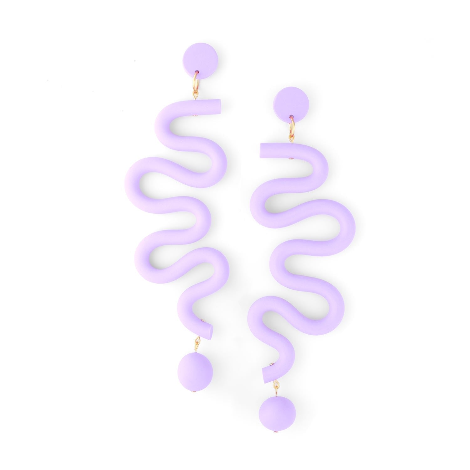Tube Squiggles Dangly Statement Earrings In Lavender