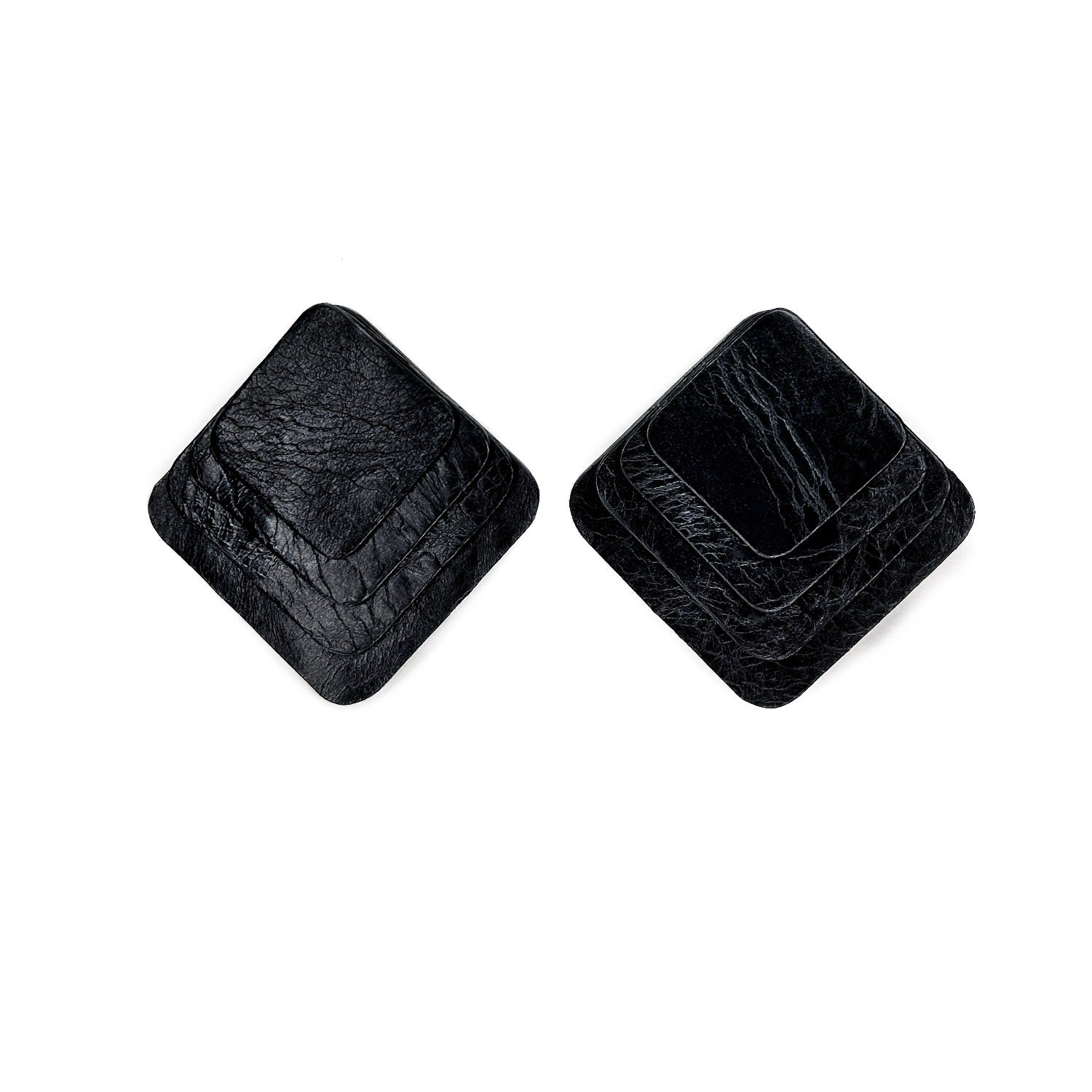 Layered Leather Studs Black