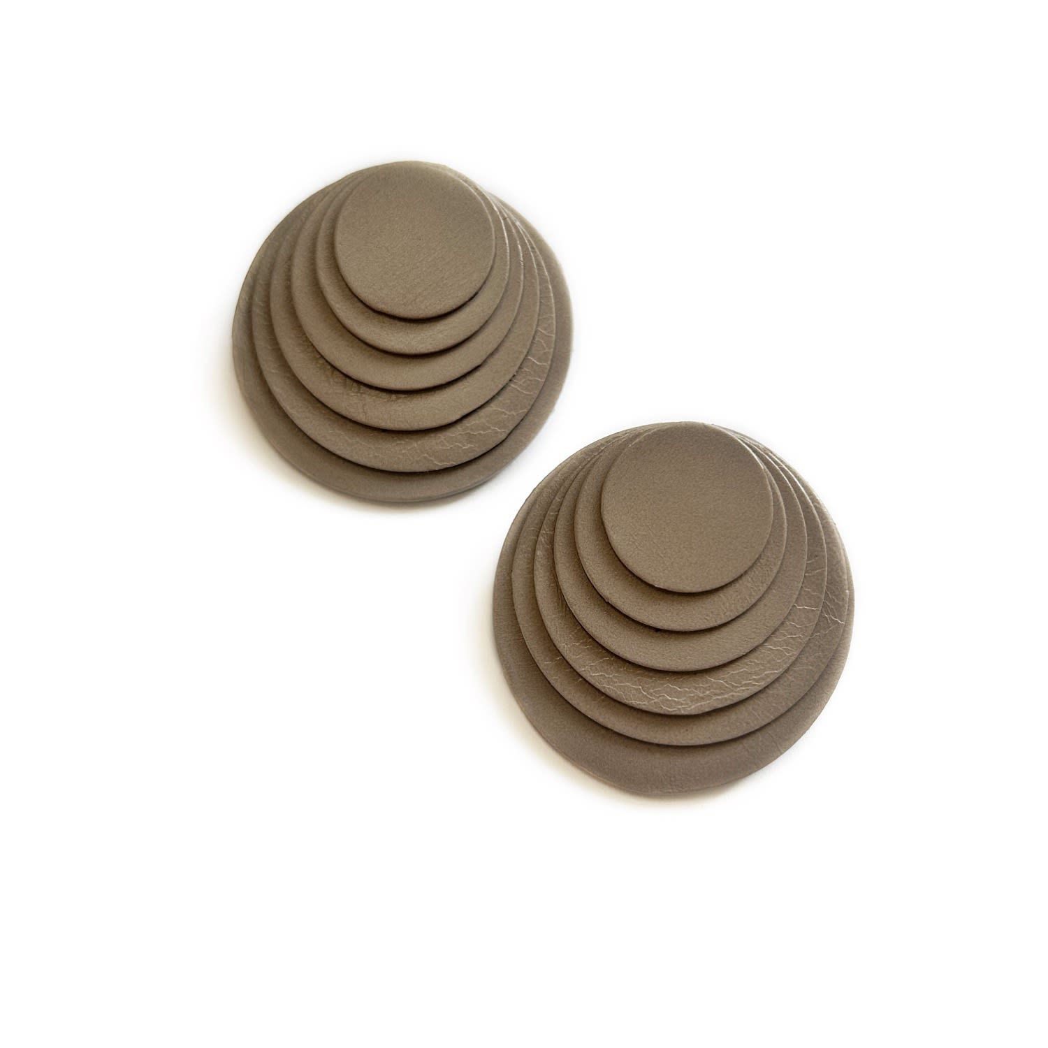 Layered Leather Studs Taupe