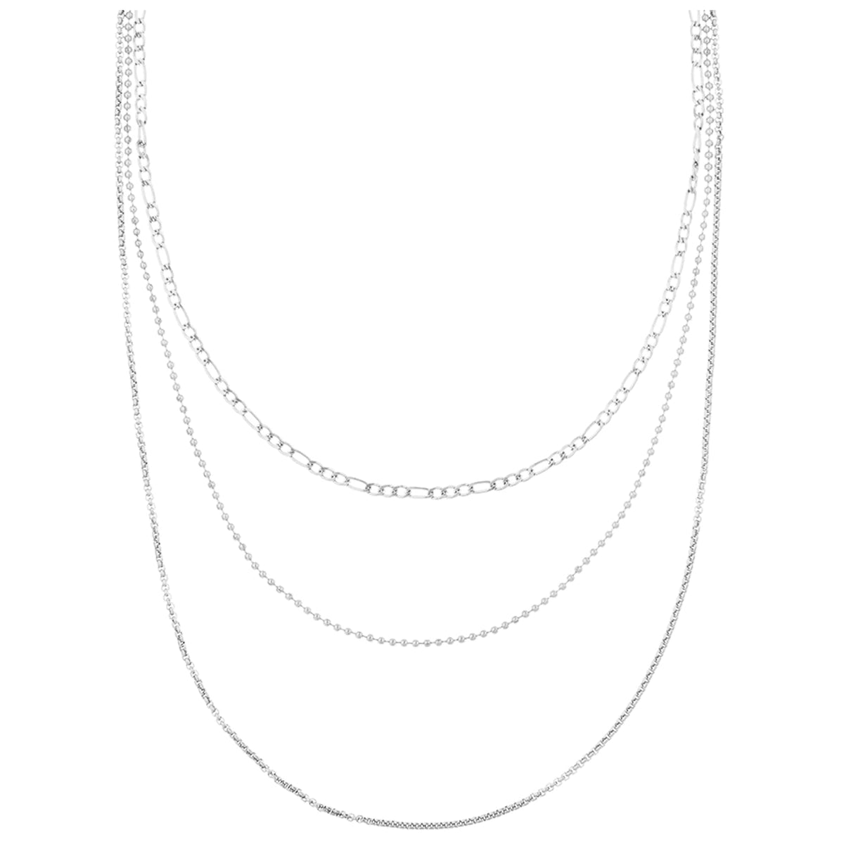 LUXE Multi Row Chain Necklace - Silver