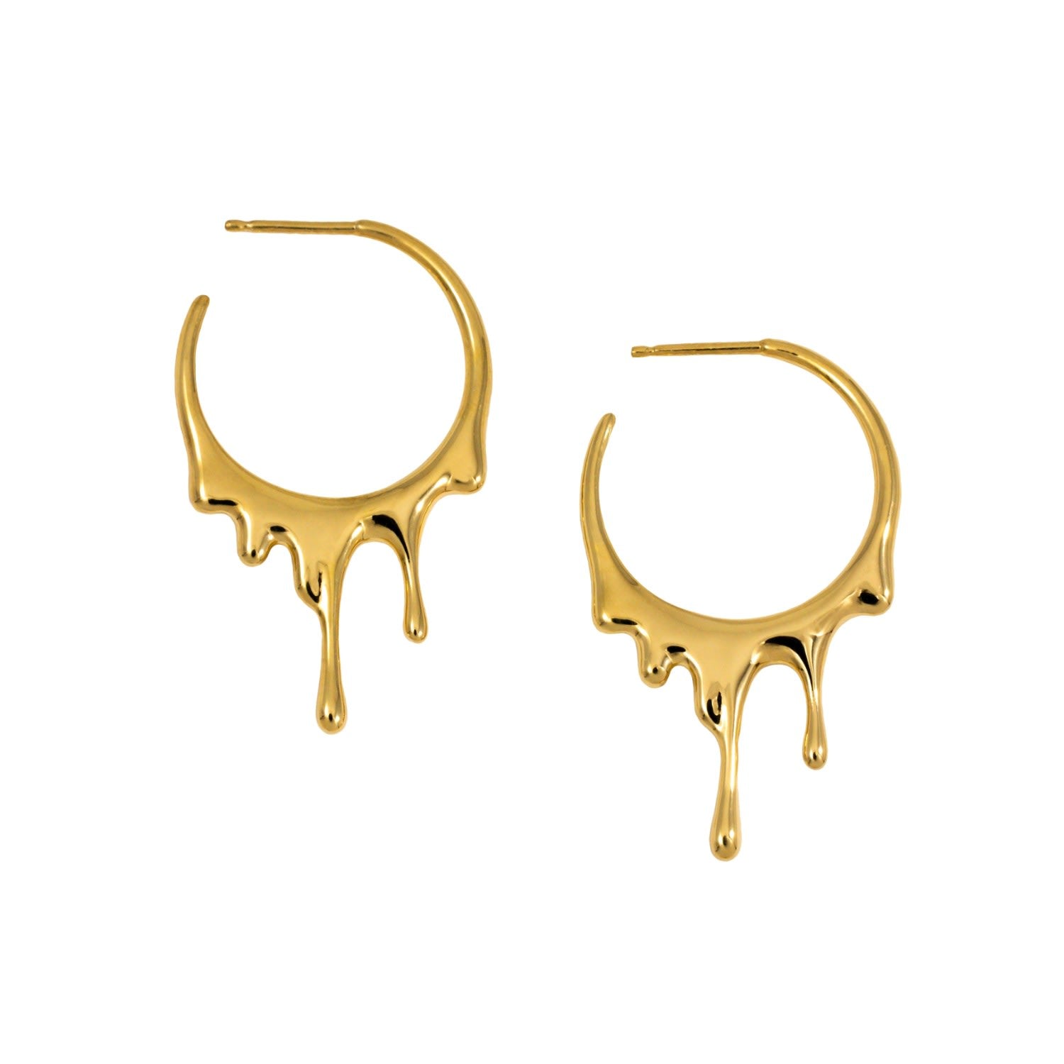 Dripping Circular S Gold Vermeil Hoop Earrings