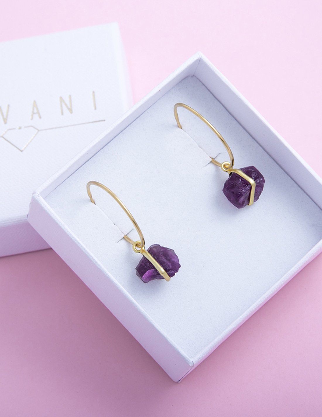 Eclectic Big Purple Stone Hoops