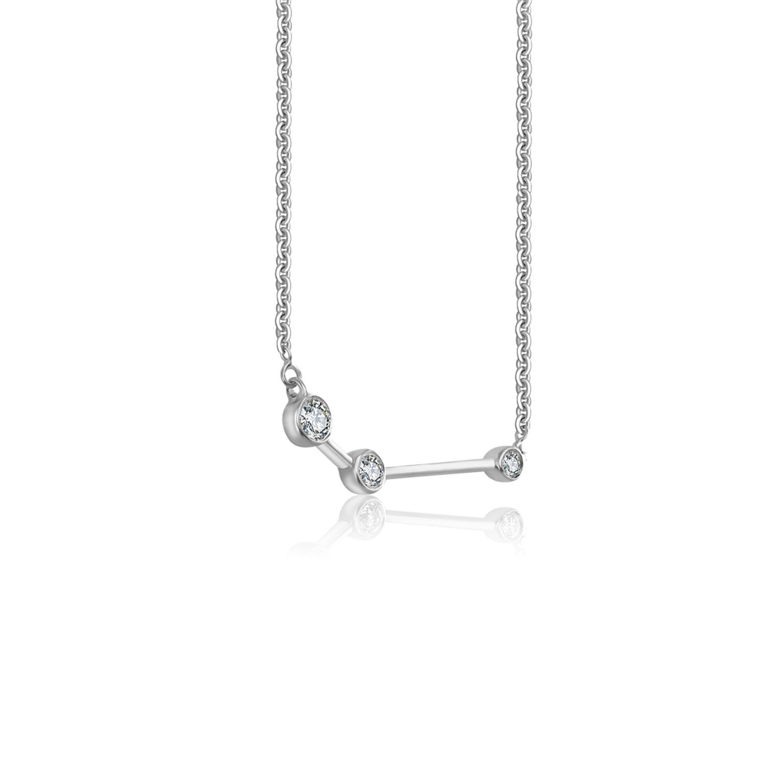 Aries Zodiac Constellation Necklace White Gold & Diamond