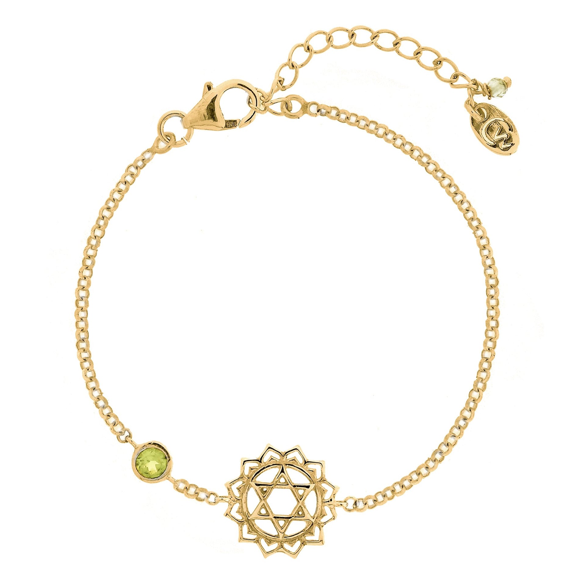 Heart Chakra Gold Vermeil Bracelet - Peridot