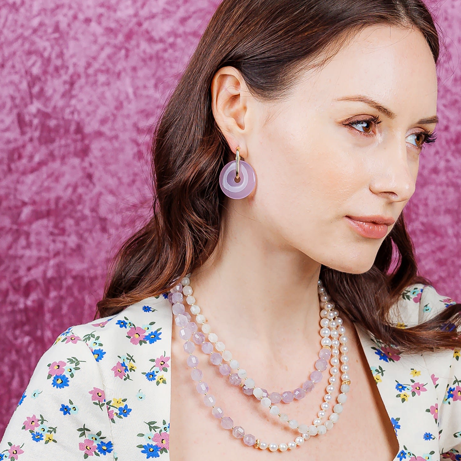 Amethyst With Freshwater Pearls Multi-Strands Necklace