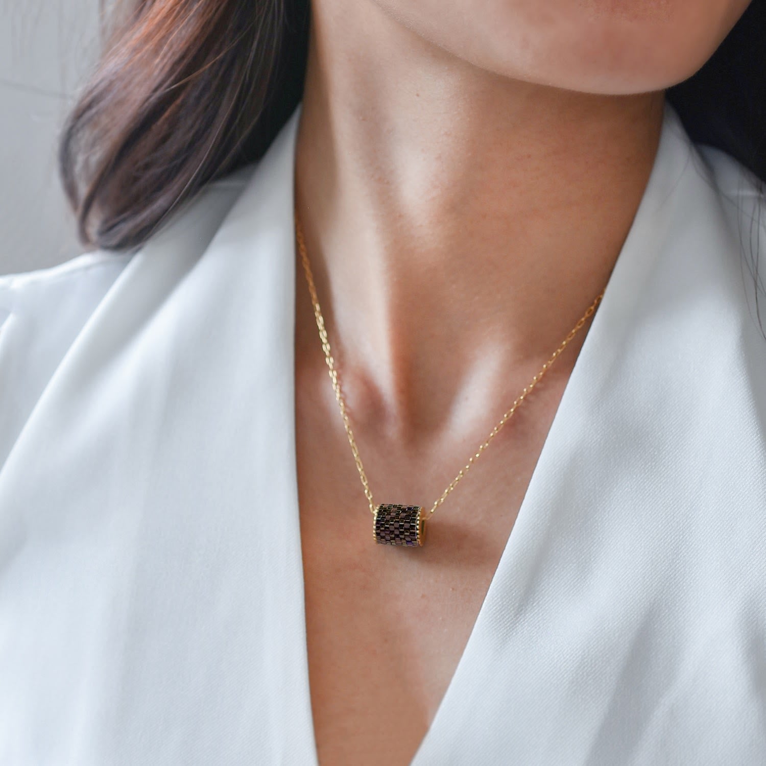 Everyday Single Bead Necklace - Bark