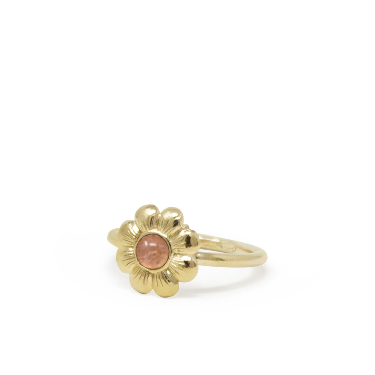 Mini Flower Gold-Plated Pink Tourmaline Ring