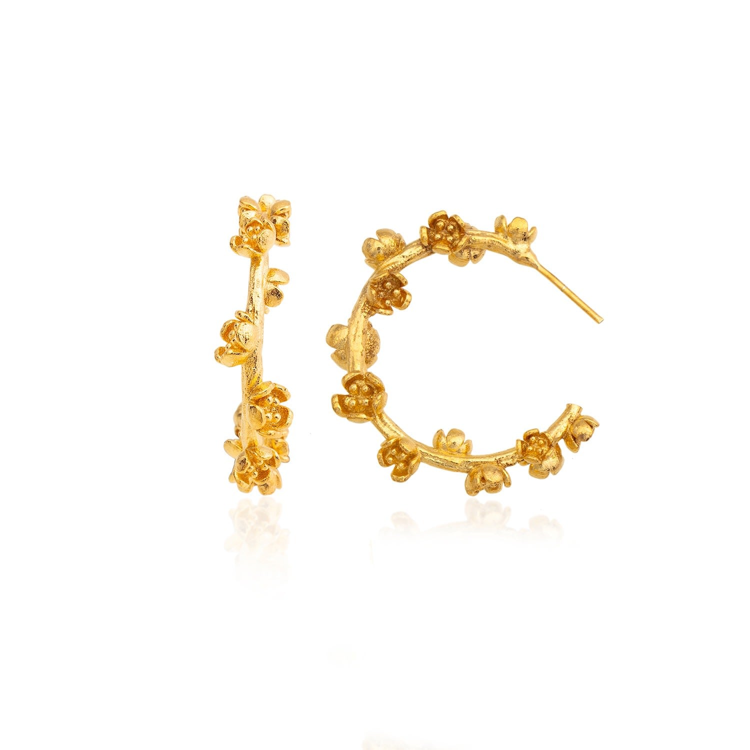 Large Gold Flower Hoop Earrings