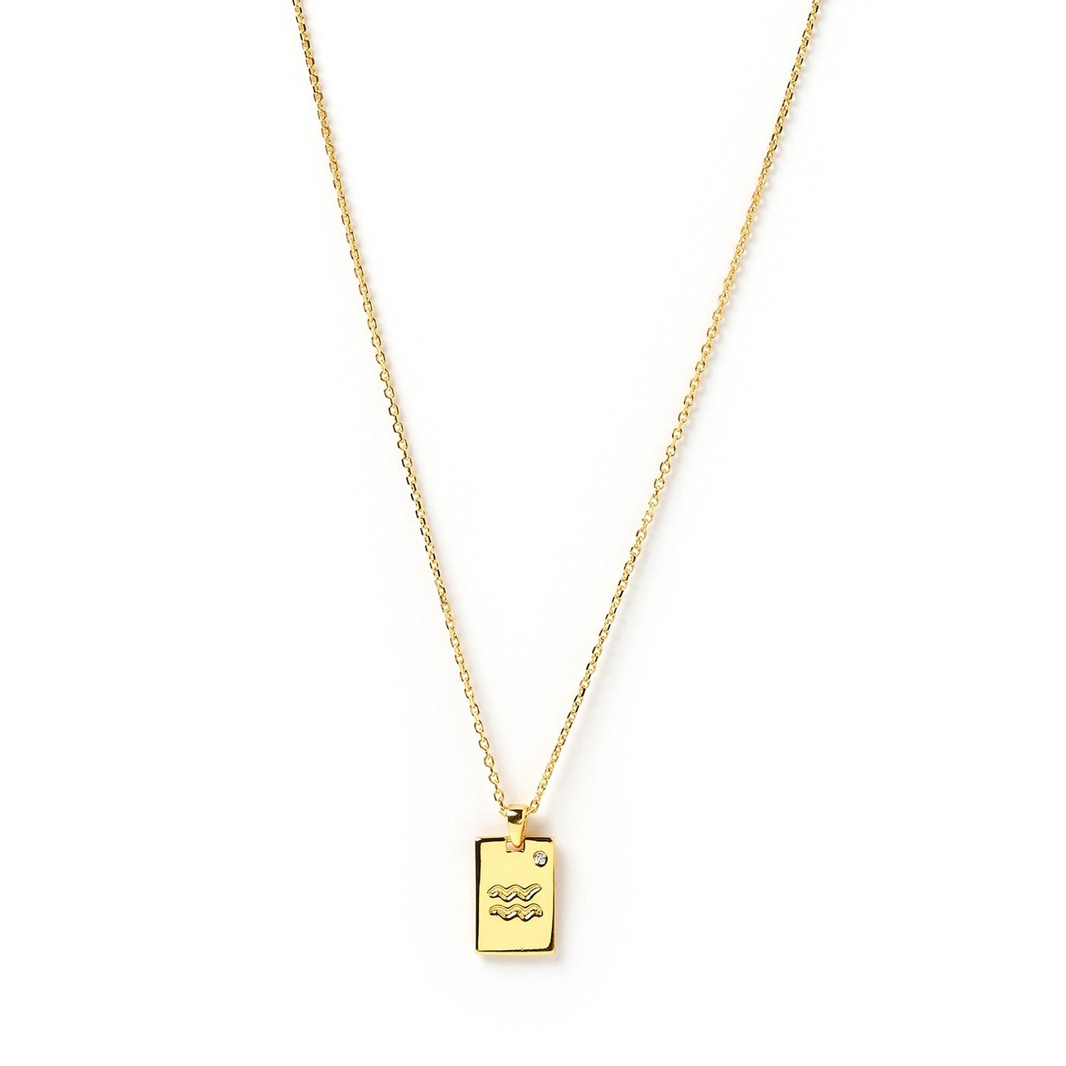 Aquarius Zodiac Gold Tag Necklace