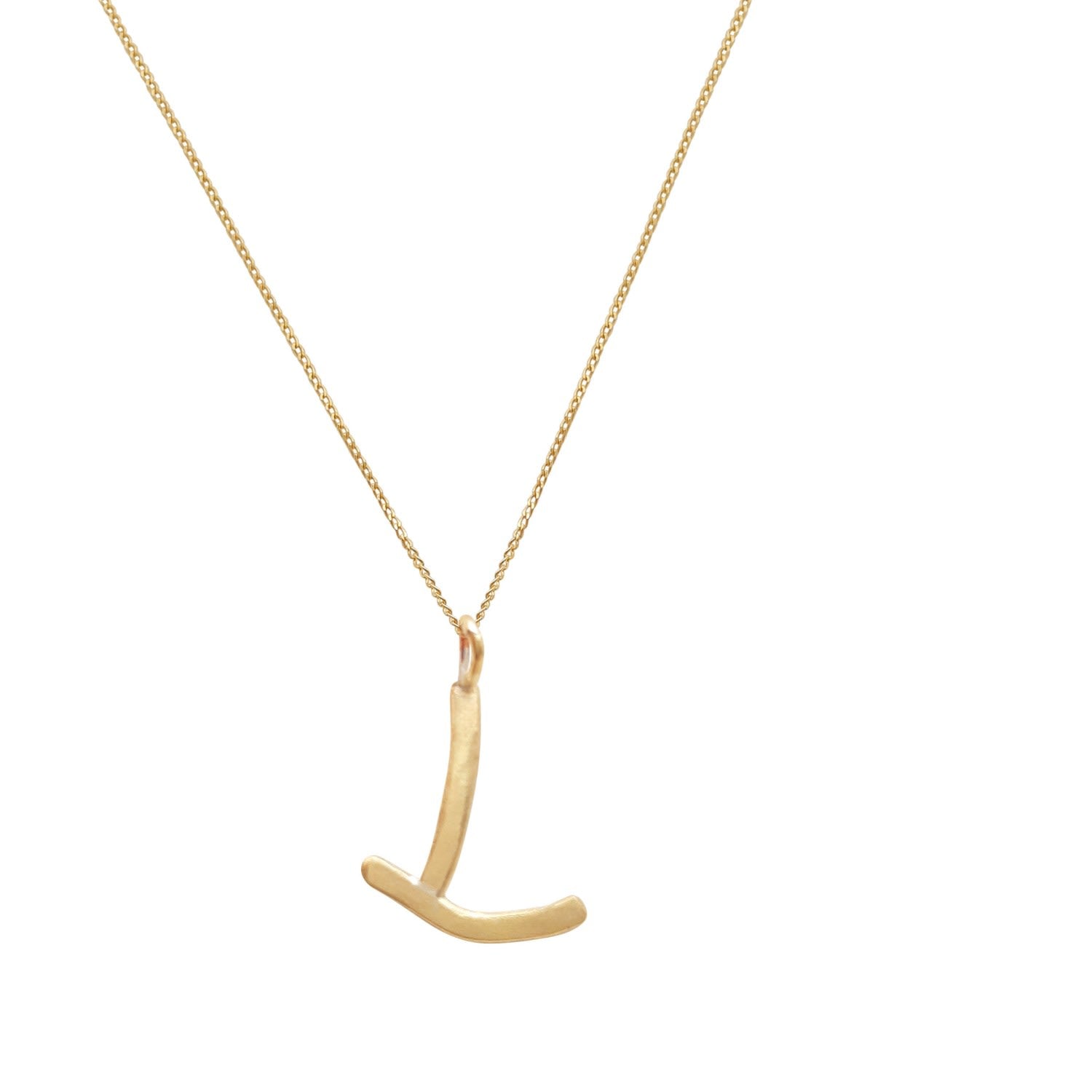 Solid Gold Letter L Pendant Necklace
