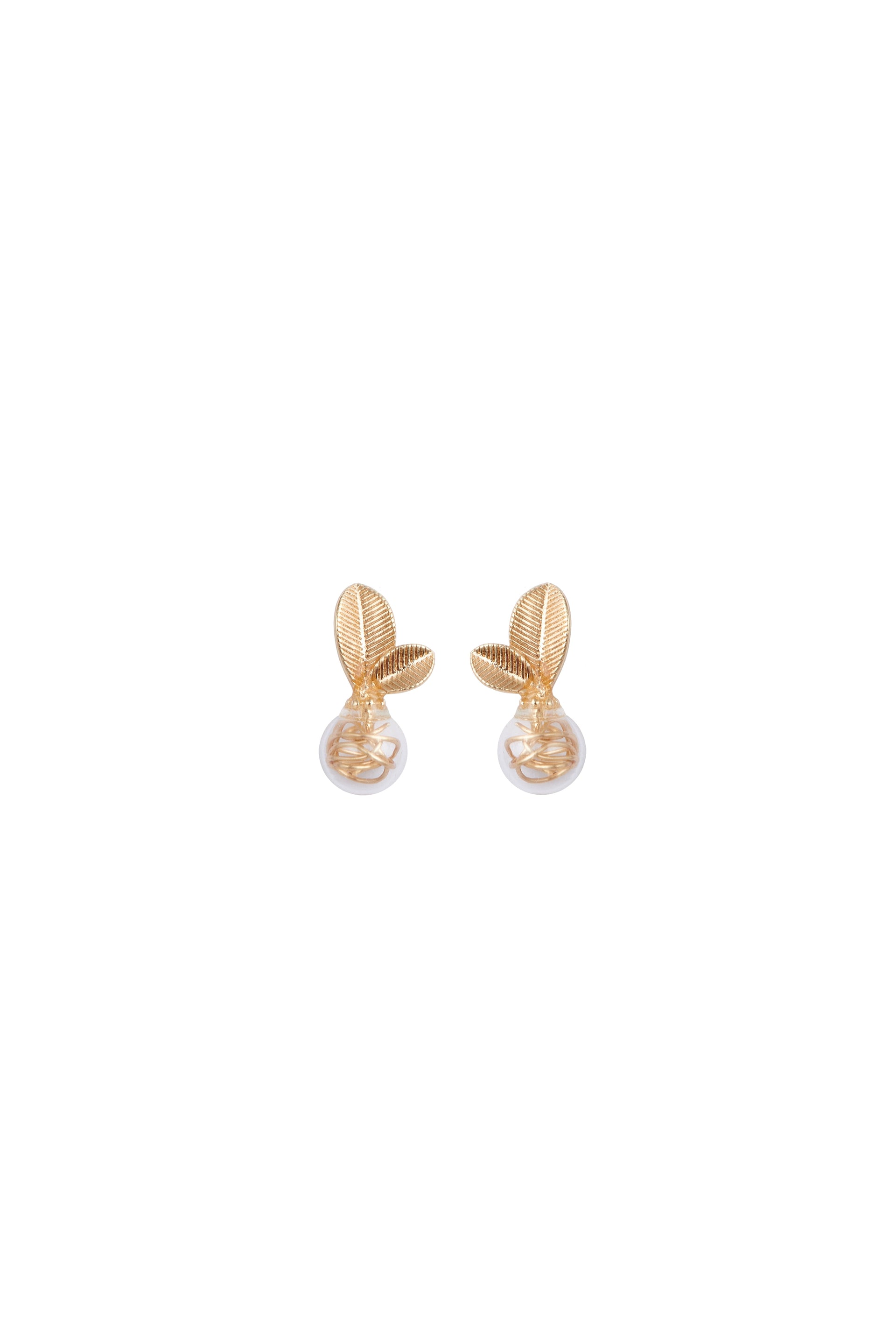 Leaf Sphere Earrings In Gold