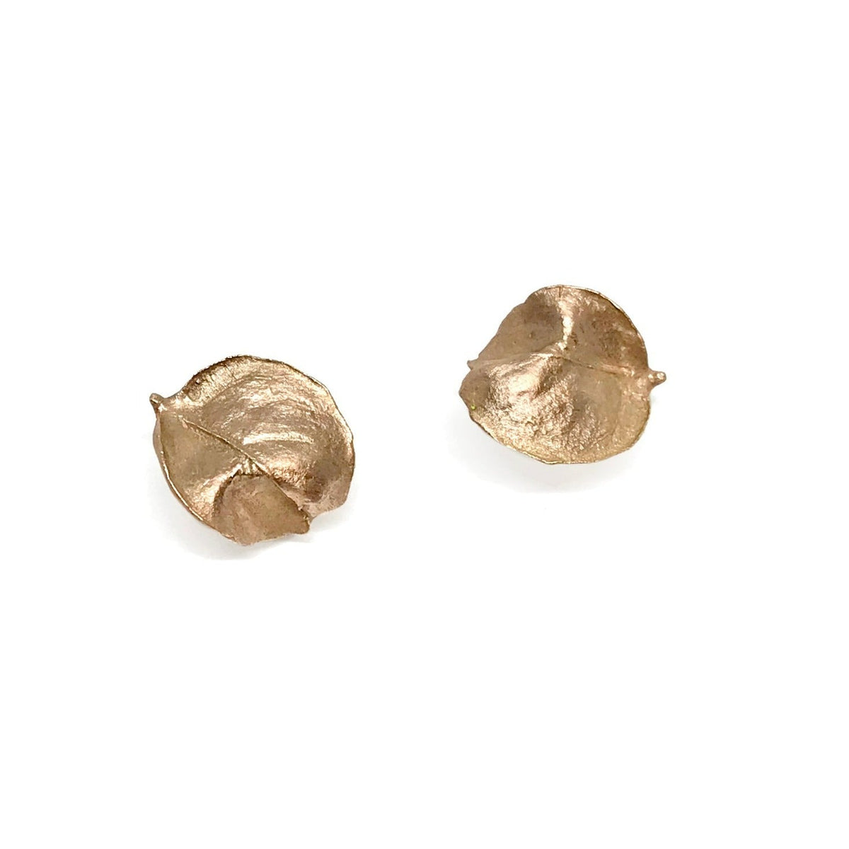 Brooklyn Autumn Leaf Cast Earrings in 10K and 18K Pink Gold