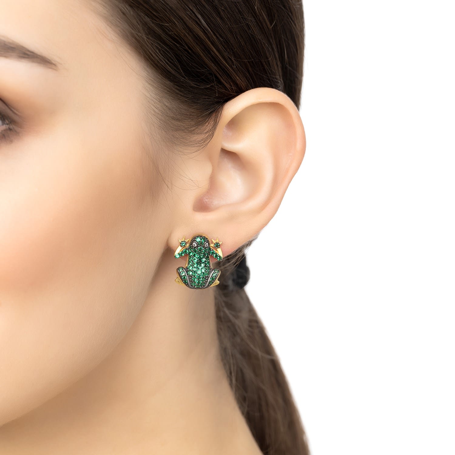 Leap Frog Stud Earrings Gold