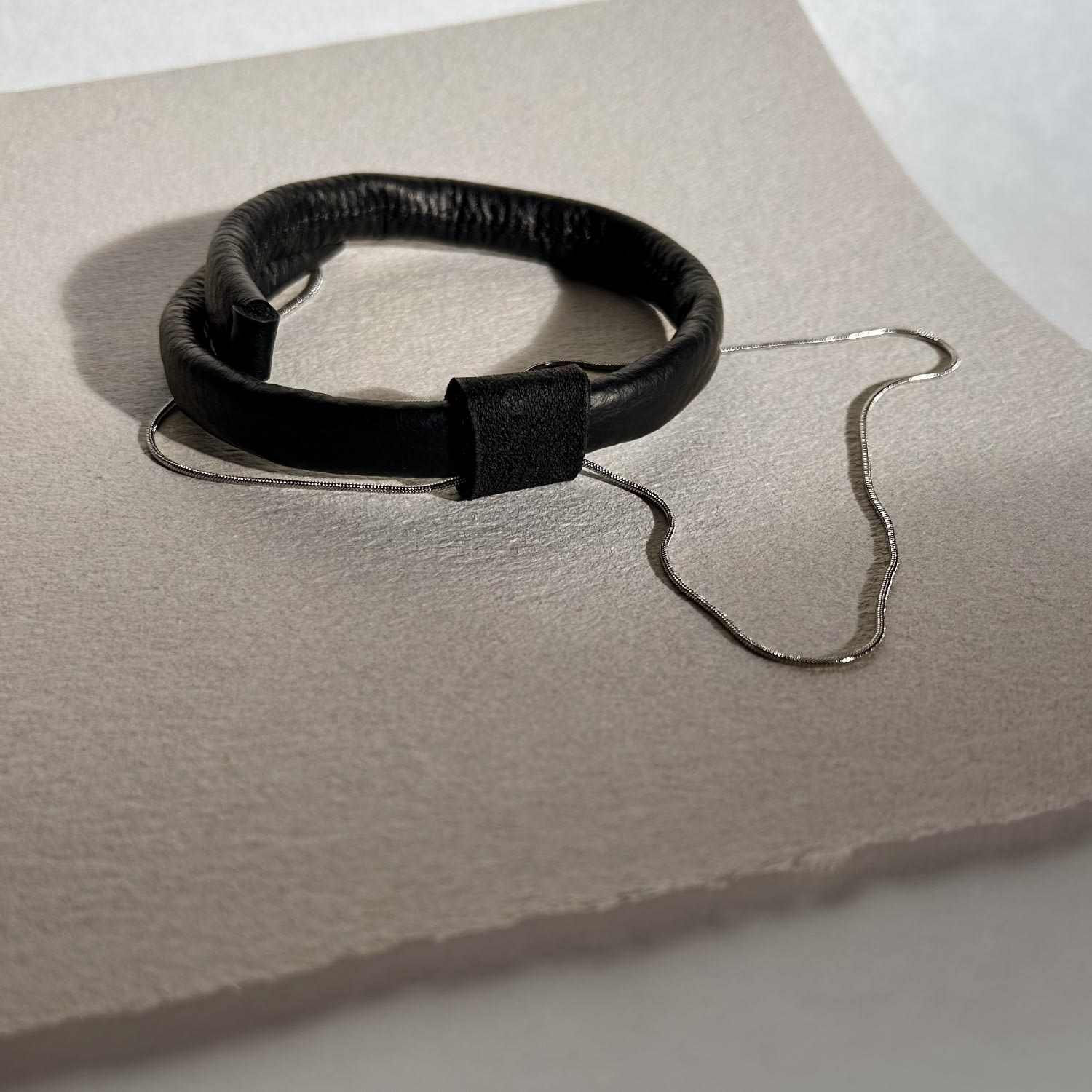 Leather Choker With Chain