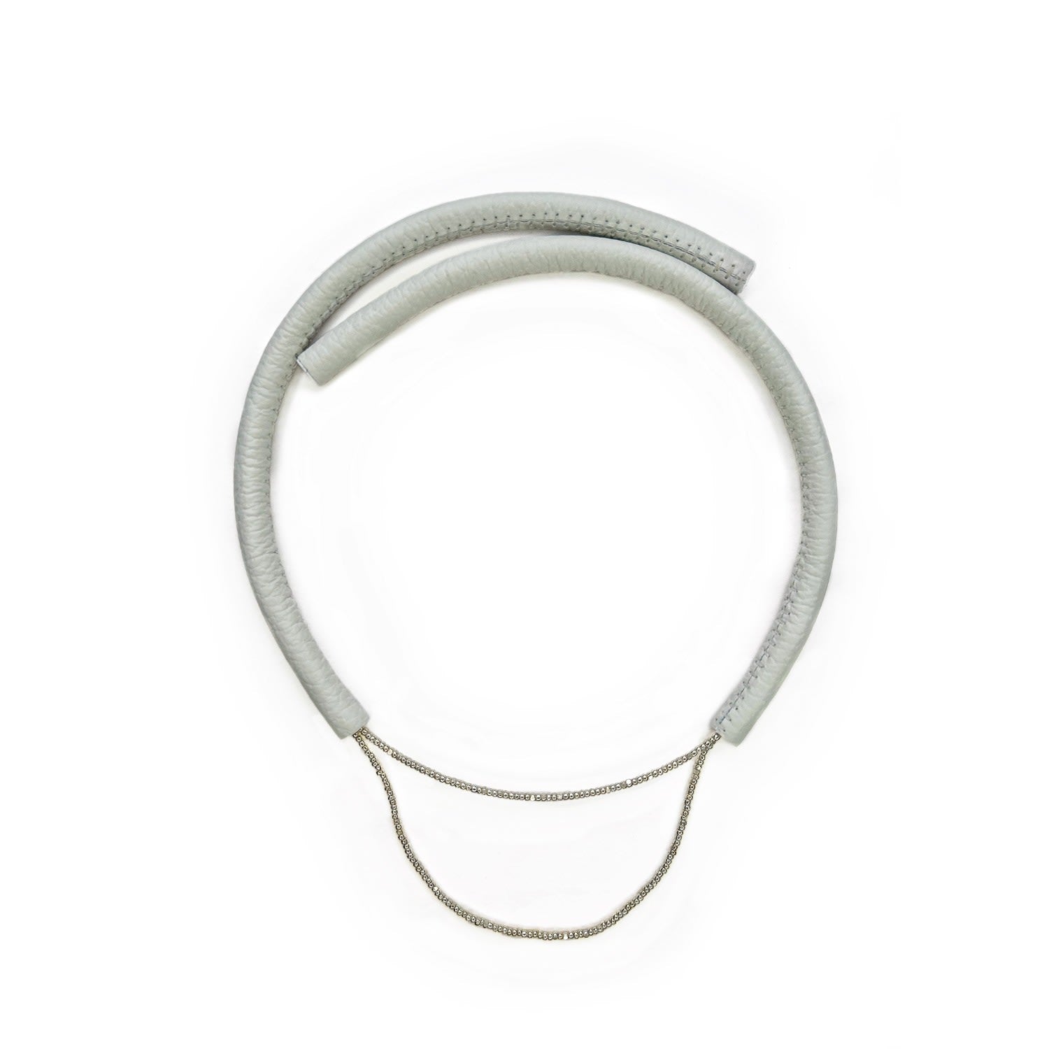 Leather Choker With Glass Beads White