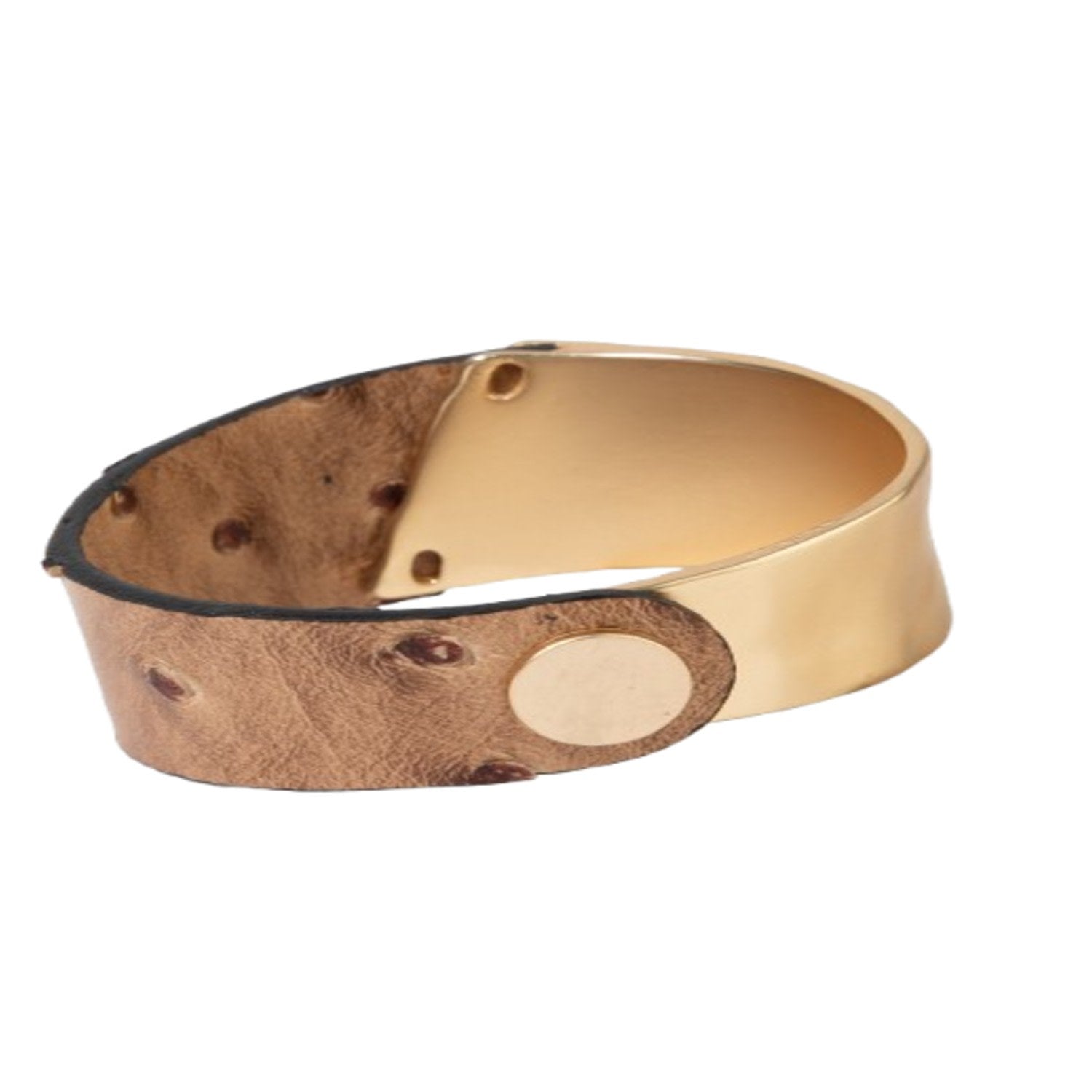 Leather Metal Duo Gold Bracelet