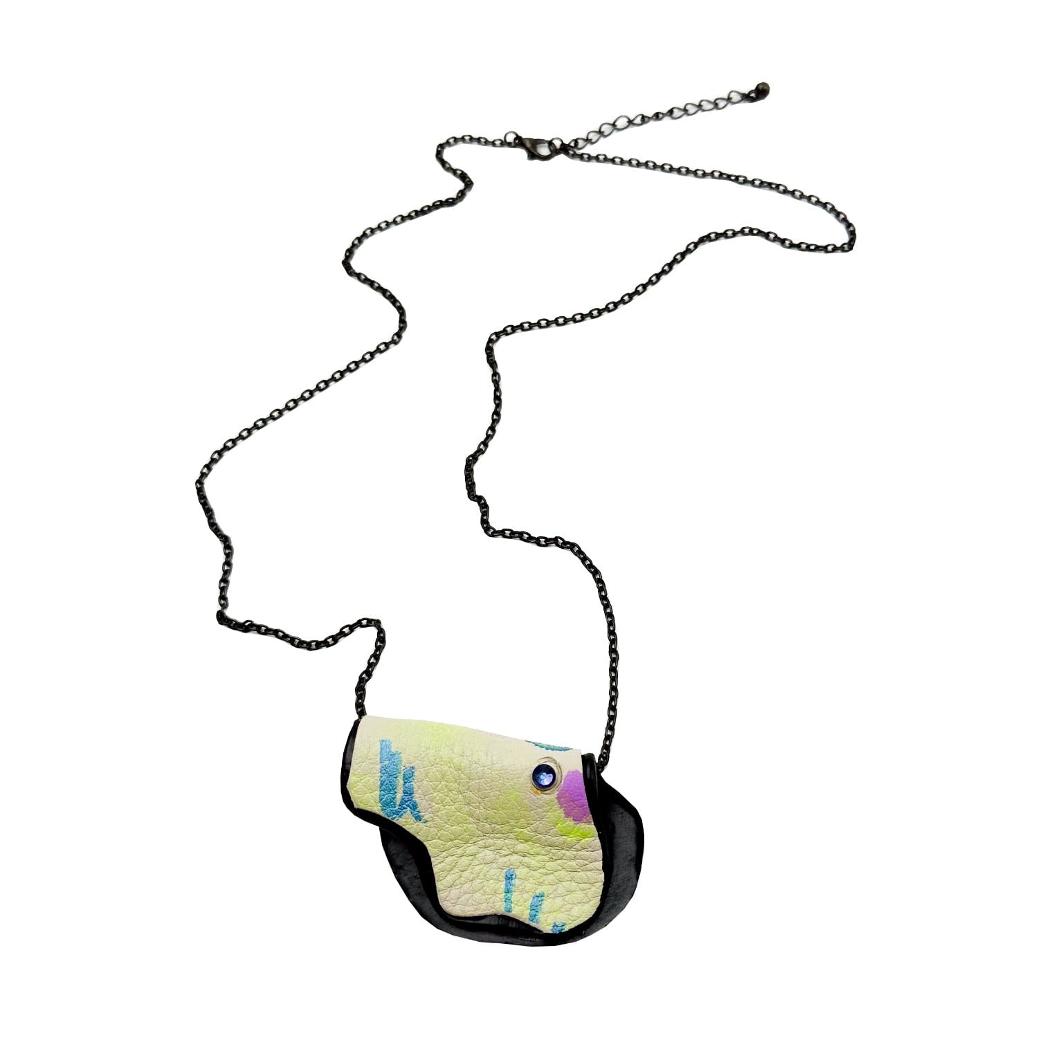 Leather Remnant And Chain Pendant Necklace