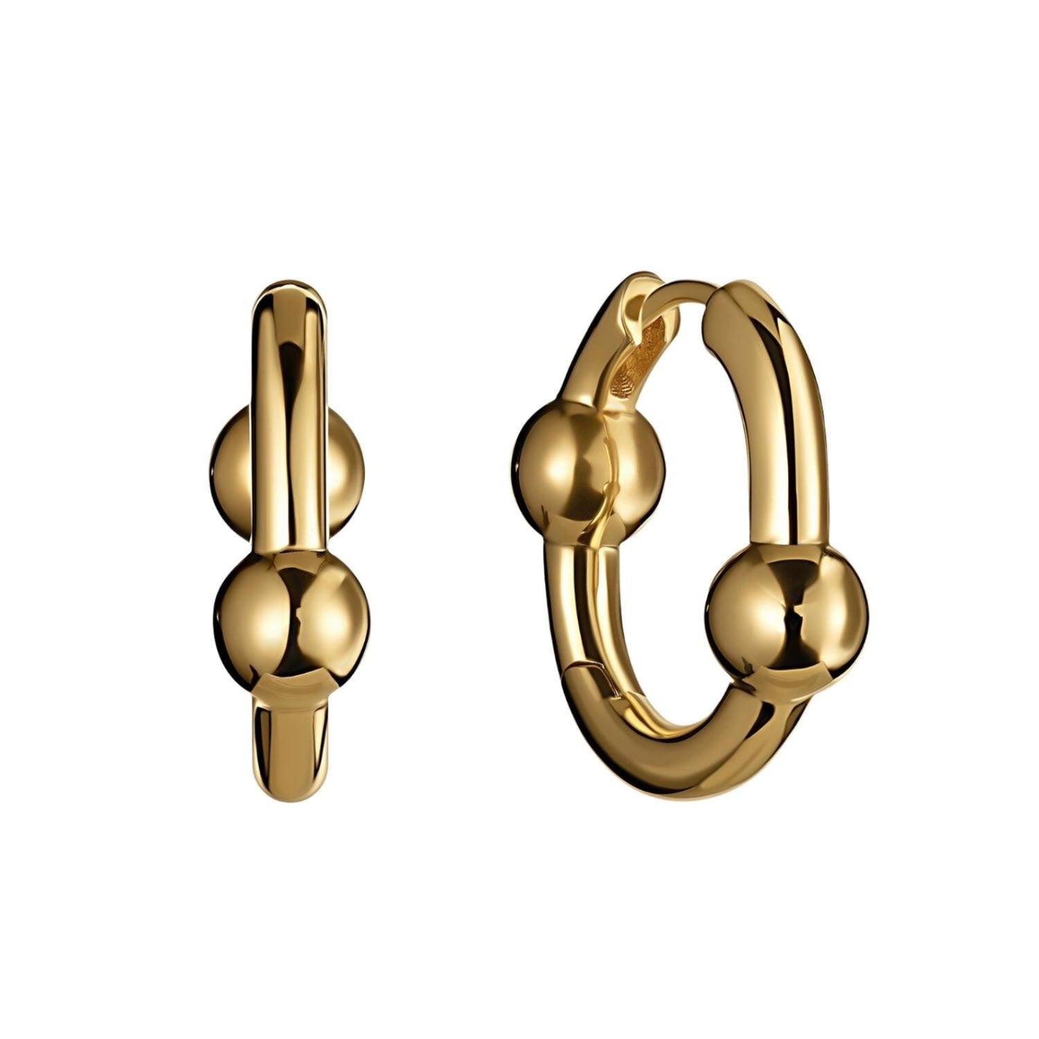 Leclat Double Ball Gold Earrings